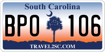 SC license plate BPO106