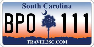 SC license plate BPO111