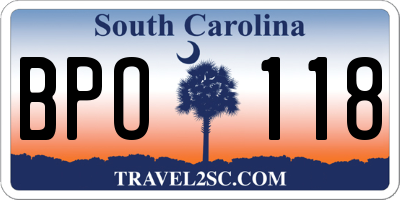 SC license plate BPO118