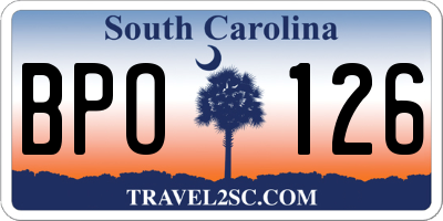SC license plate BPO126