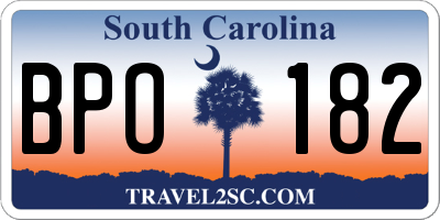 SC license plate BPO182