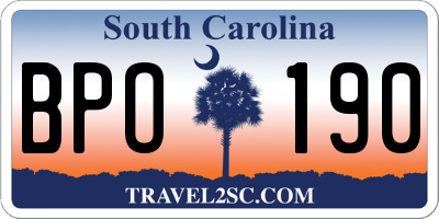 SC license plate BPO190