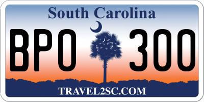 SC license plate BPO300
