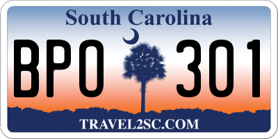 SC license plate BPO301