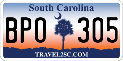 SC license plate BPO305
