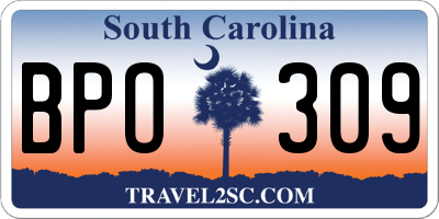 SC license plate BPO309