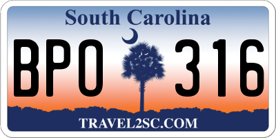 SC license plate BPO316