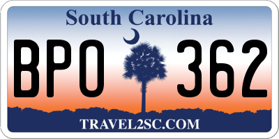 SC license plate BPO362