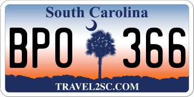 SC license plate BPO366