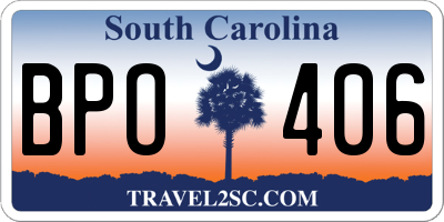 SC license plate BPO406