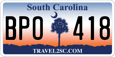 SC license plate BPO418