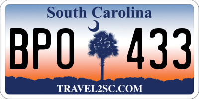 SC license plate BPO433