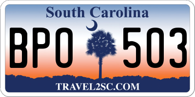 SC license plate BPO503