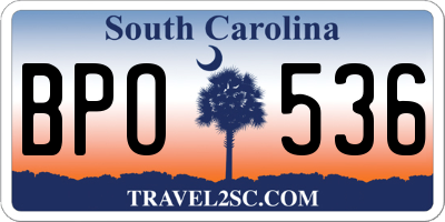 SC license plate BPO536