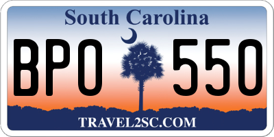 SC license plate BPO550