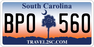 SC license plate BPO560