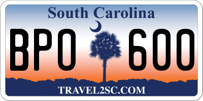 SC license plate BPO600