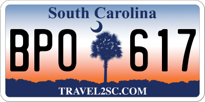 SC license plate BPO617