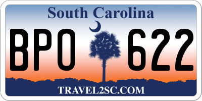 SC license plate BPO622