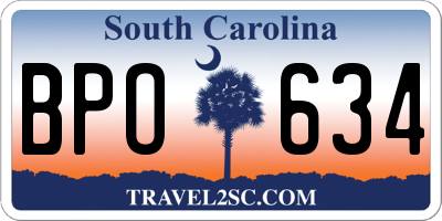 SC license plate BPO634