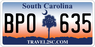 SC license plate BPO635