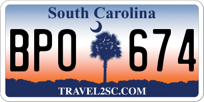 SC license plate BPO674