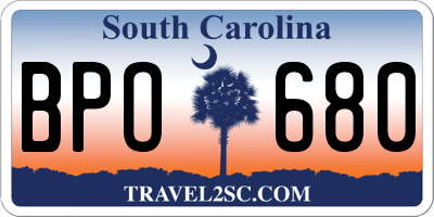 SC license plate BPO680