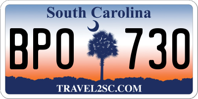SC license plate BPO730