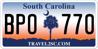 SC license plate BPO770