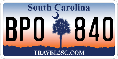 SC license plate BPO840