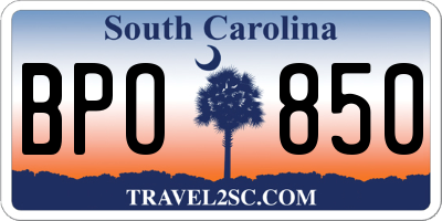 SC license plate BPO850