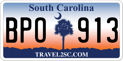 SC license plate BPO913