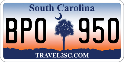 SC license plate BPO950