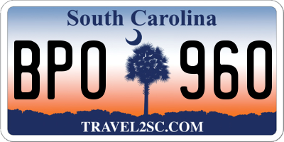 SC license plate BPO960