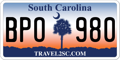 SC license plate BPO980