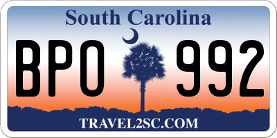 SC license plate BPO992