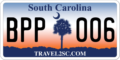 SC license plate BPP006