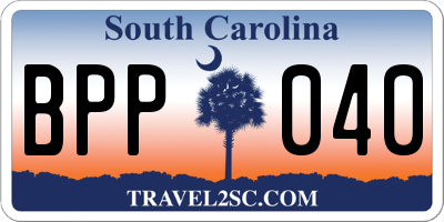 SC license plate BPP040