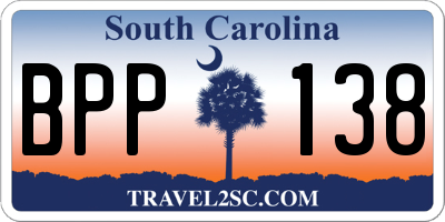 SC license plate BPP138