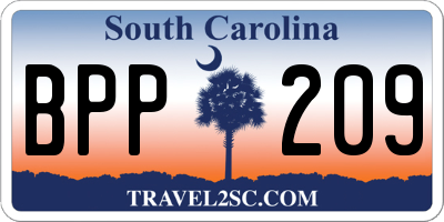 SC license plate BPP209