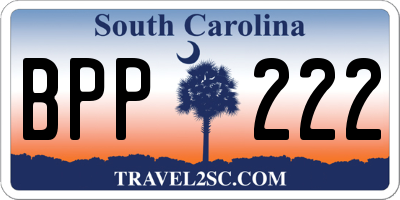 SC license plate BPP222