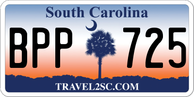 SC license plate BPP725