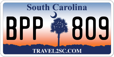 SC license plate BPP809