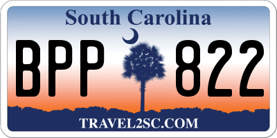 SC license plate BPP822