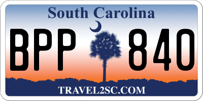 SC license plate BPP840