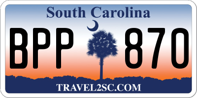 SC license plate BPP870