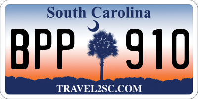 SC license plate BPP910