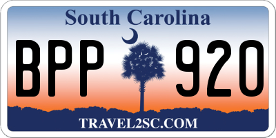 SC license plate BPP920