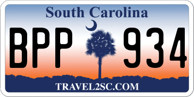 SC license plate BPP934