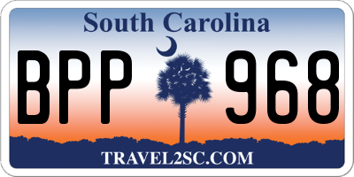 SC license plate BPP968